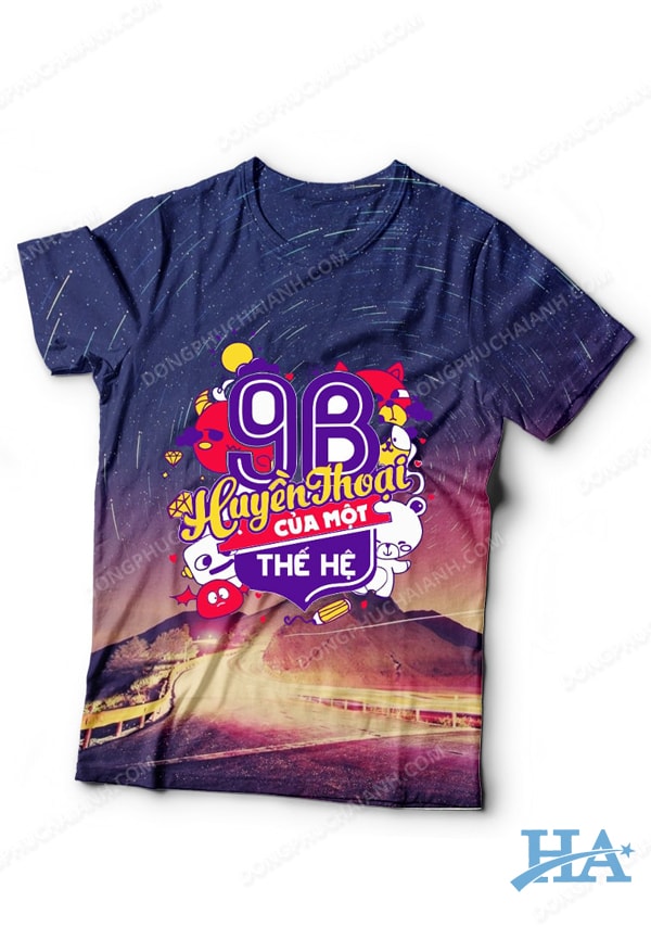 in áo theo yêu cầu - áo lớp màu xanh dương