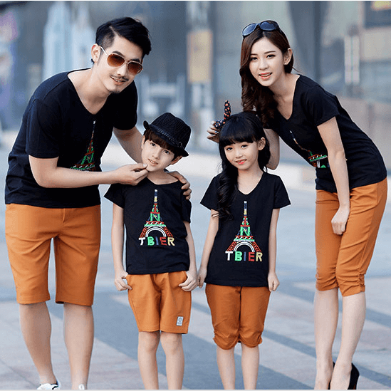 Áo đồng phục gia đình 4 người màu đen