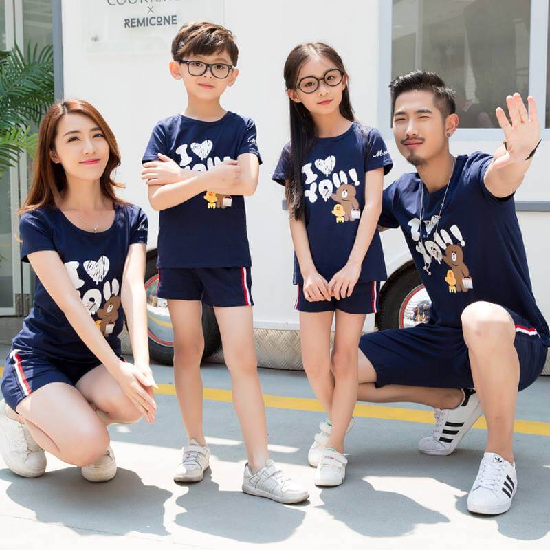 Áo đồng phục gia đình mùa hè 4 người 