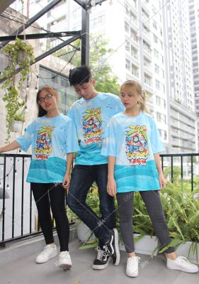 áo lớp 3d màu xanh a7