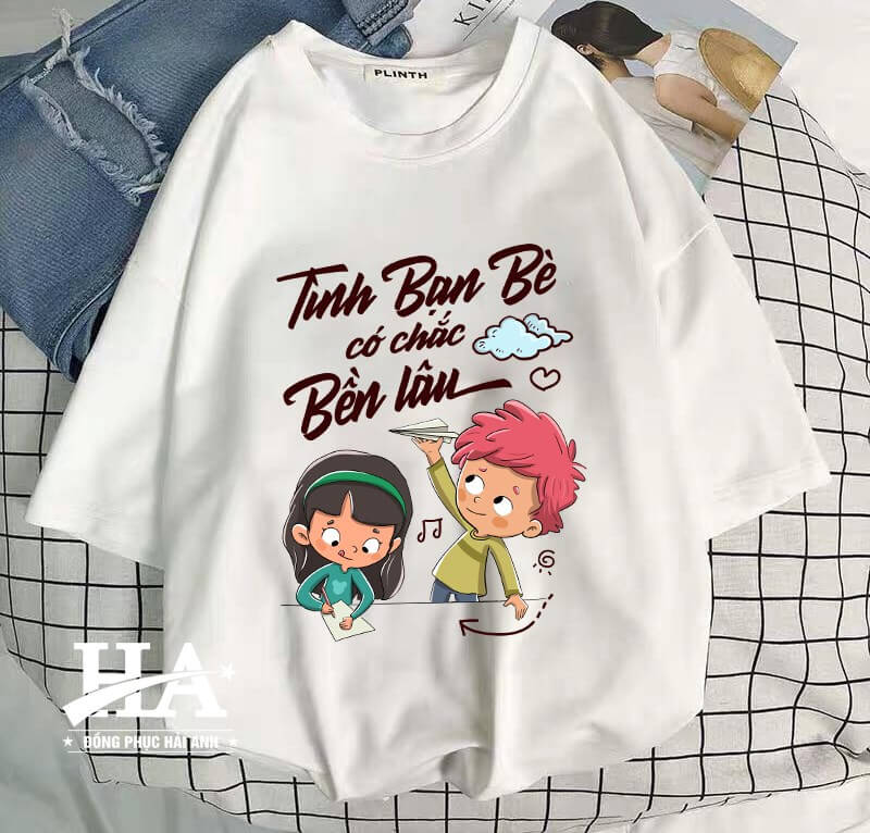 Áo lớp oversize in hình chibi teen boy, teen girl đáng yêu