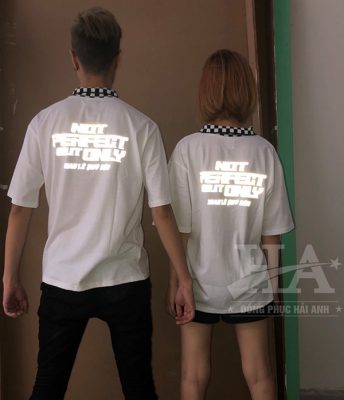 Mẫu áo lớp phản quang cổ caro màu trắng 10A2