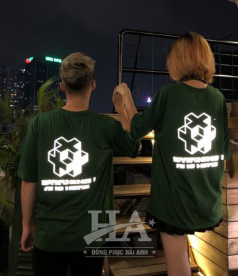 Mẫu áo lớp phản quang cổ tròn màu rêu