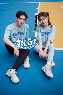 Mẫu áo lớp oversize cổ tròn màu xanh avatar 12D5