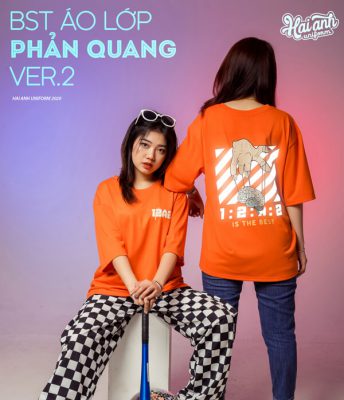 Mẫu áo lớp phản quang in decal màu cam 134