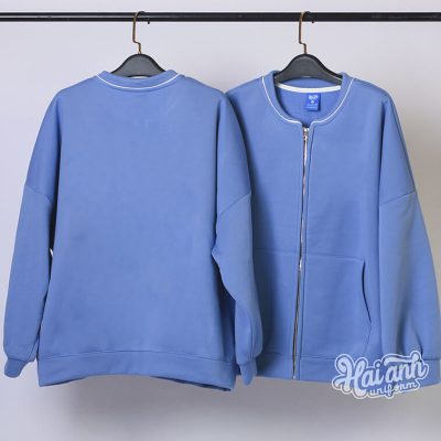 Áo Khoác Nỉ Bomber Màu Xanh Biển nổi bật, bắt mắt