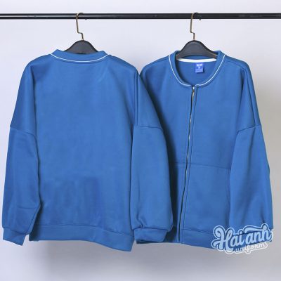Áo Khoác Nỉ Bomber Màu Xanh Lý