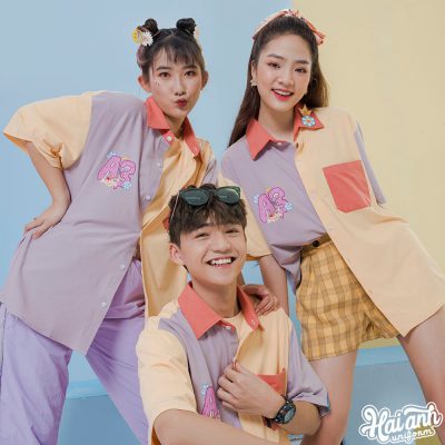 Mẫu áo lớp sơ mi Funny Creamy