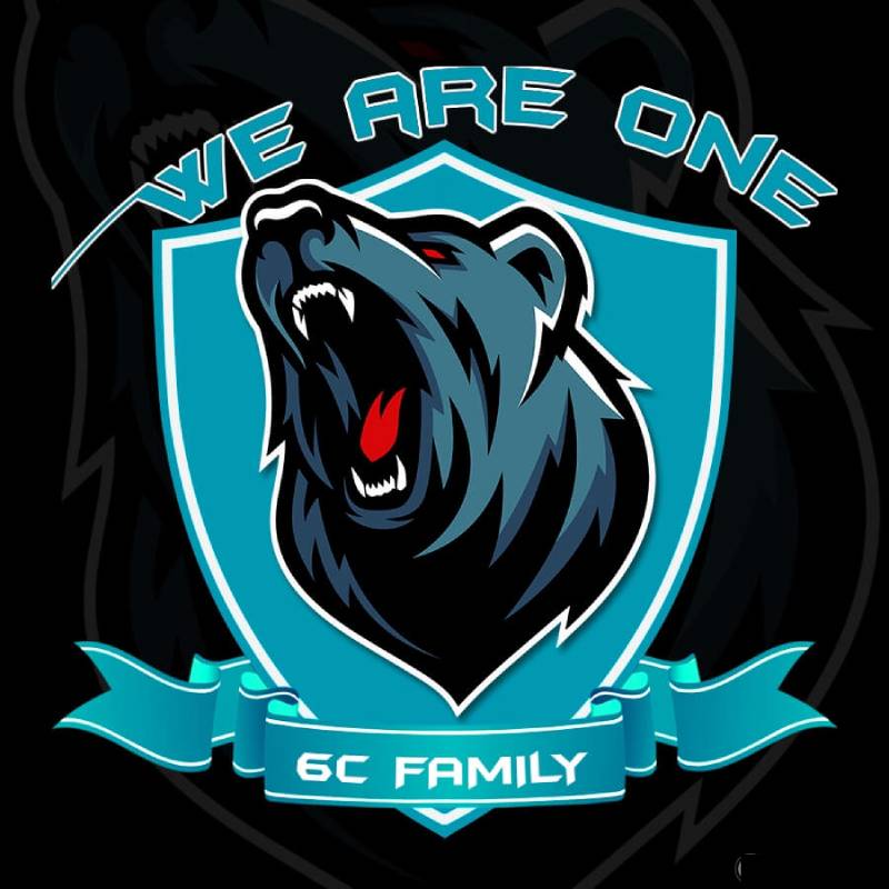 Logo lớp 6C mạnh mẽ với chú gấu xanh đang gầm