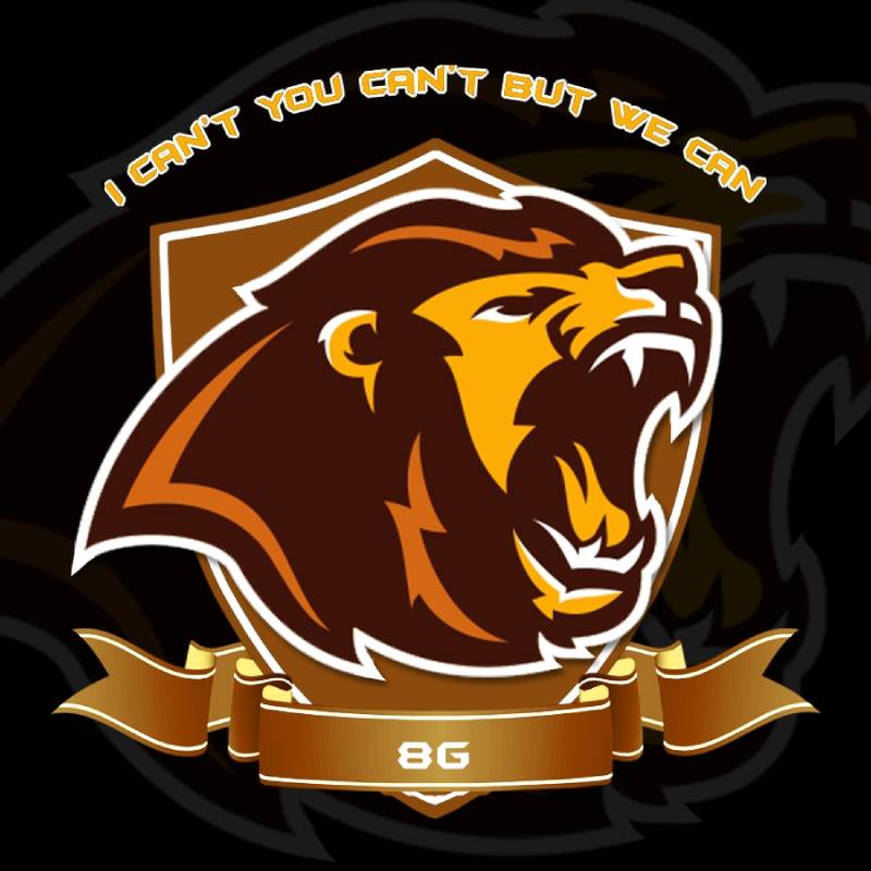 Mẫu logo cho tập thể lớp 8 với hình sư tử màu vàng 