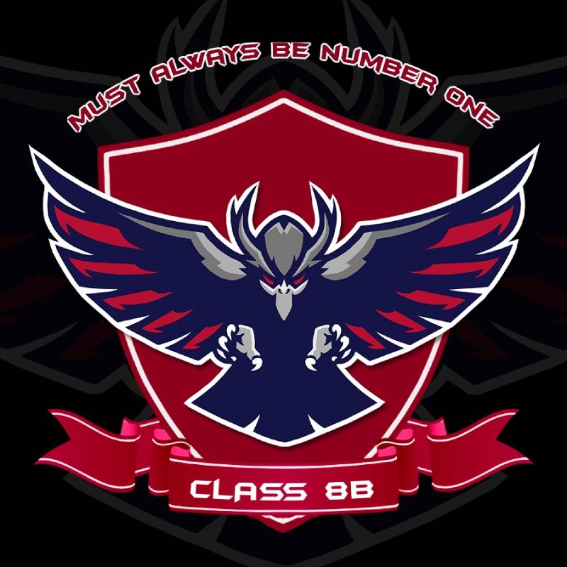 Mẫu logo lớp 8b hình đại bàng màu đỏ cực chất