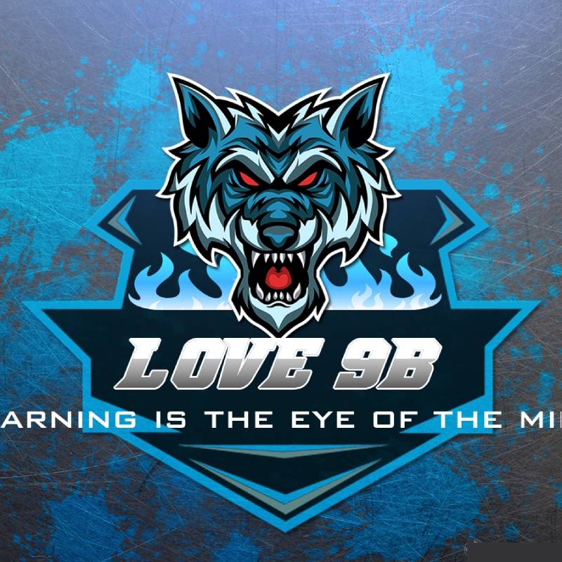 Mẫu logo lớp 9b hình chú chó sói ấn tượng, độc đáo