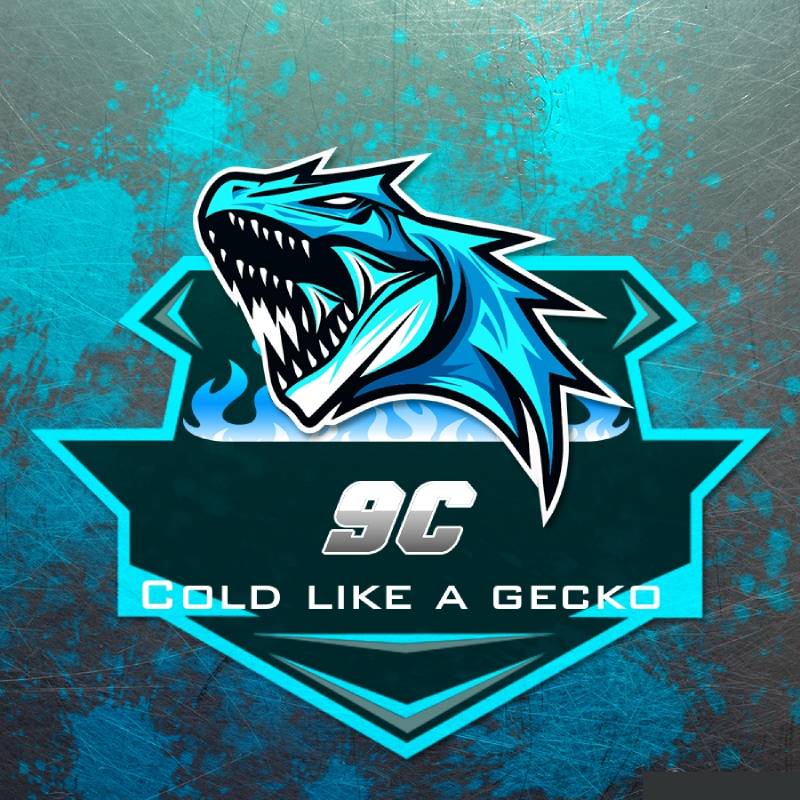 Mẫu logo 9C hình cá săn mồi màu xanh - Cold Like A Gecko