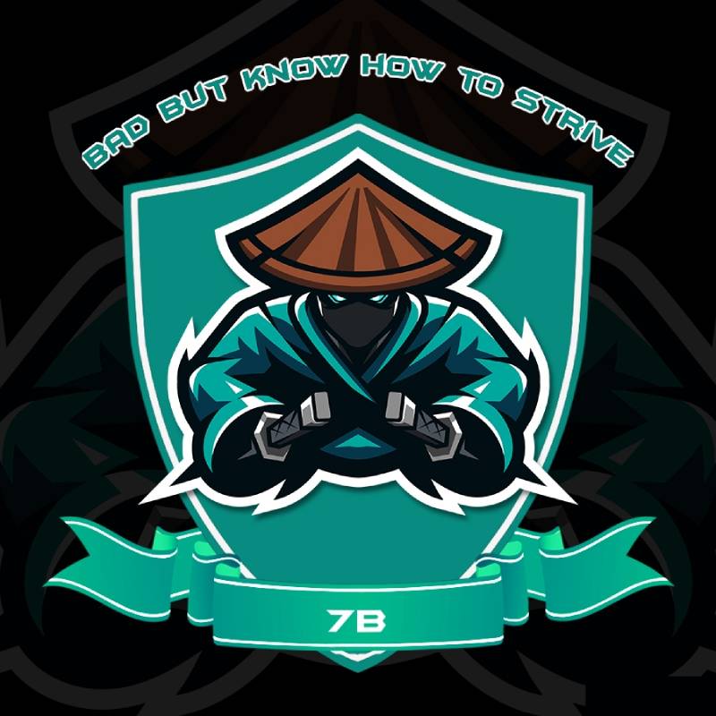 Mẫu logo lớp 7b hình Ninja màu xanh cool ngầu