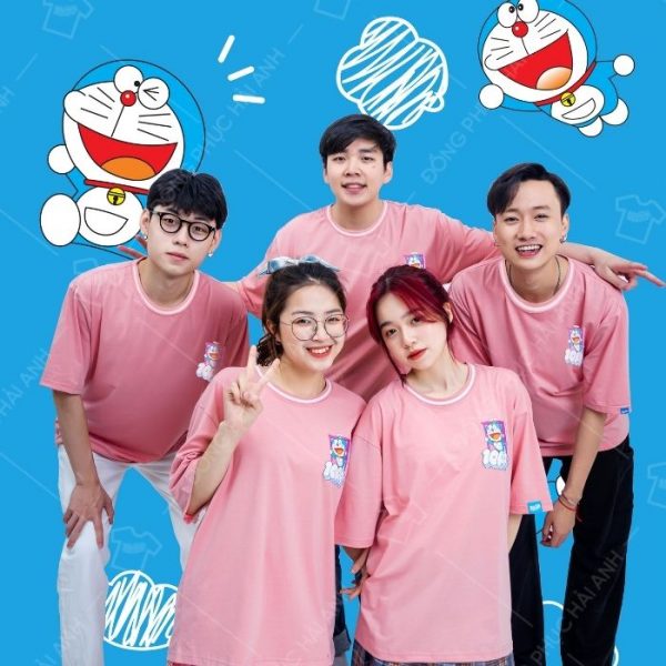 Mẫu áo lớp simple Love màu hồng xuka mềm mại