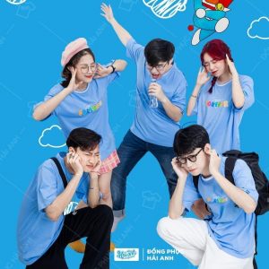 Mẫu áo lớp simple love màu xanh xeko