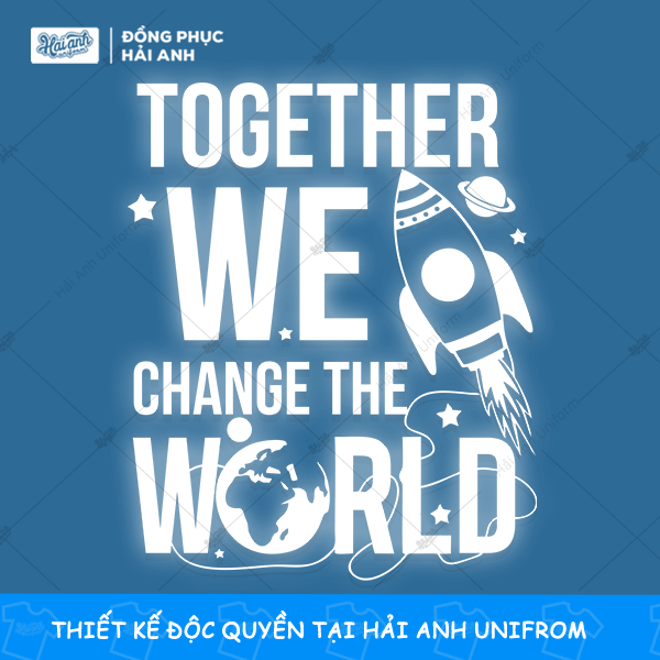 Mẫu hình in máy bay phản quang chất “ Together we change the world”