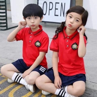 Mẫu đồng phục cho bé lớp 1 màu đỏ cute đáng yêu