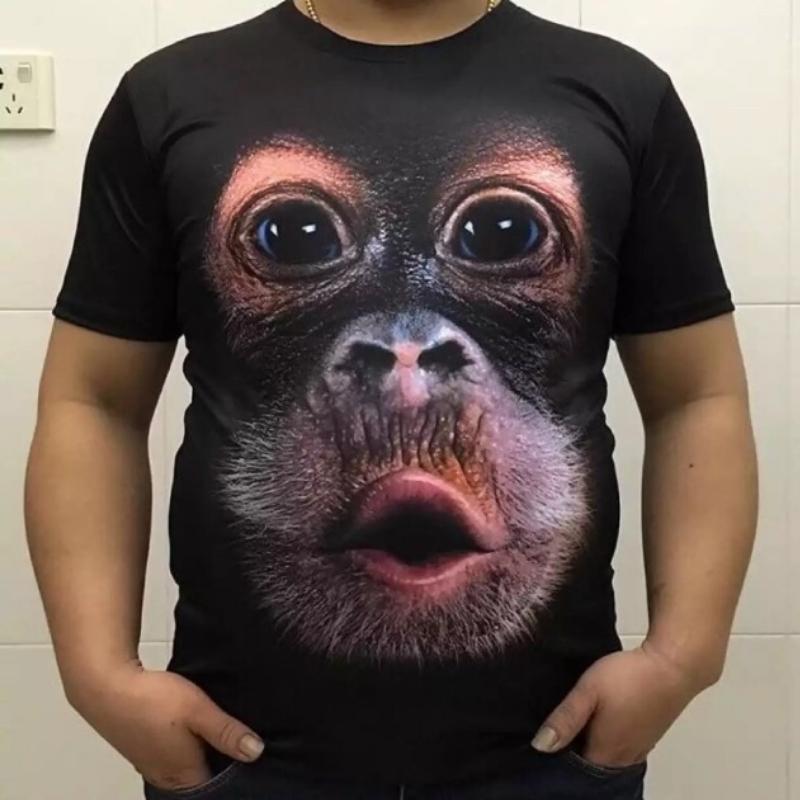 Mẫu áo thun 3d nam hình con khỉ hài hước