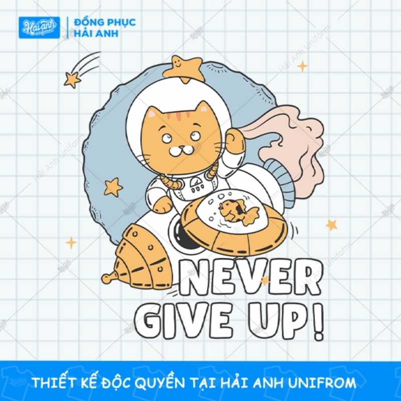 Mẫu logo đồng phục lớp tiếng anh " Never give Up"