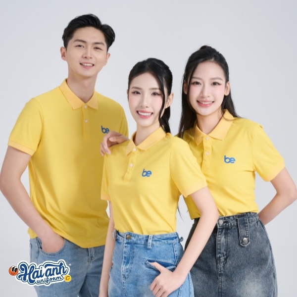 Mẫu áo polo đồng phục công ty màu vàng cúc trơn thanh lịch