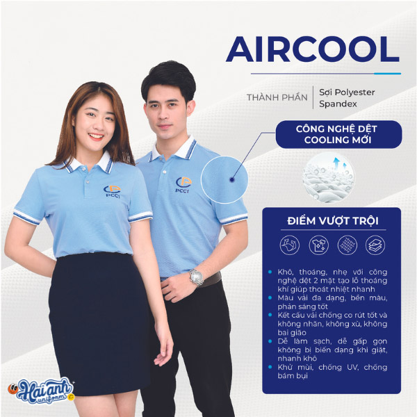 Thành phần sợi Polyester, Spandex, công nghệ dệt Cooling mới có trong chất liệu vải Aircool