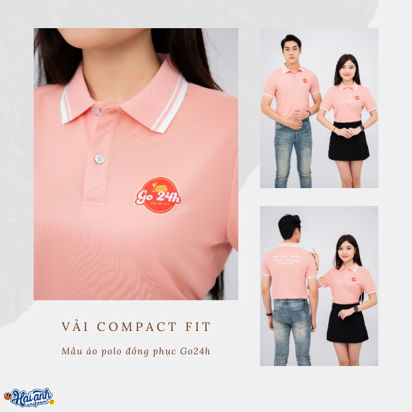 Mẫu áo polo đồng phục GO24h được làm từ vải Compact Fit