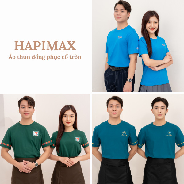 Áo thun đồng phục cổ tròn sử dụng chất liệu Hapimax