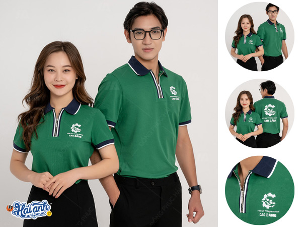 Mẫu áo đồng phục công ty làm từ vải Lacoste USA