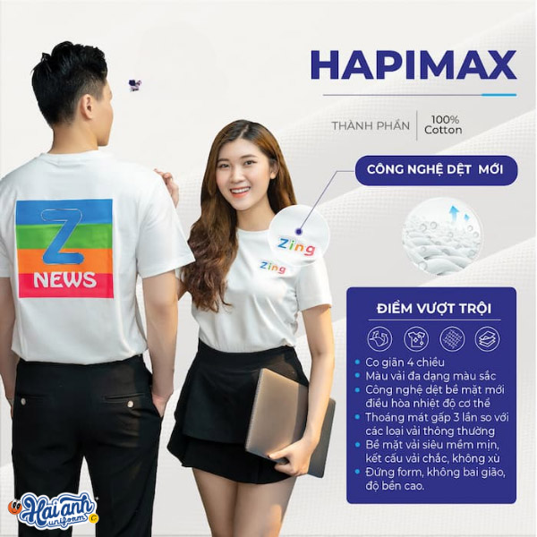 Áo thun cổ tròn vải Hapimax mang lại sự linh hoạt và thoải mái