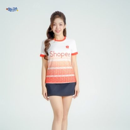 Mẫu áo thun đồng phục Shoppe cổ tròn vải Texcool thời trang, năng động