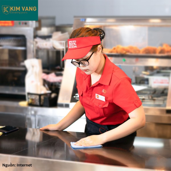 Mẫu sơ mi đồng phục nhân viên nhà hàng Lotteria hiện tại