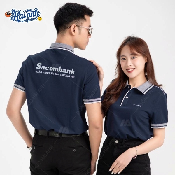 Thiết kế áo polo đồng phục màu xanh navy của Hải Anh