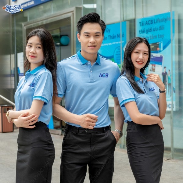 Đồng phục ACB màu xanh dương nhạt, thiết kế thanh lịch, chuyên nghiệp