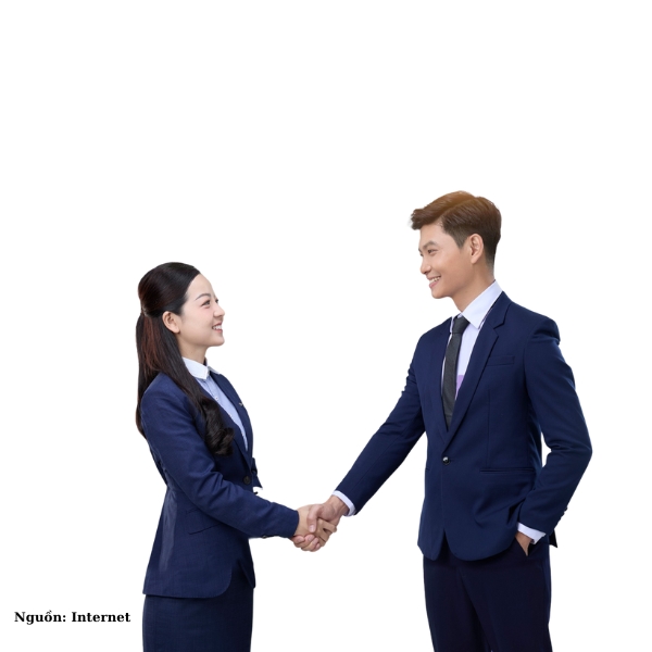 Áo vest đồng bộ màu xanh navy ở cả nam và nữ MB Bank