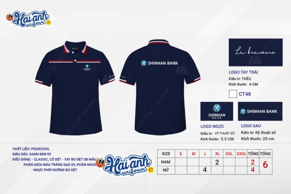 Hải Anh Uniform gợi ý mẫu polo độc quyền cho Shinhan Bank