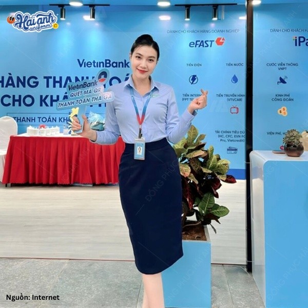 Mẫu áo sơ mi đồng phục hiện tại của Vietinbank
