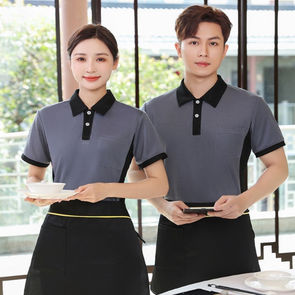 Thanh lịch, chuyên nghiệp với mẫu polo xám nhà hàng