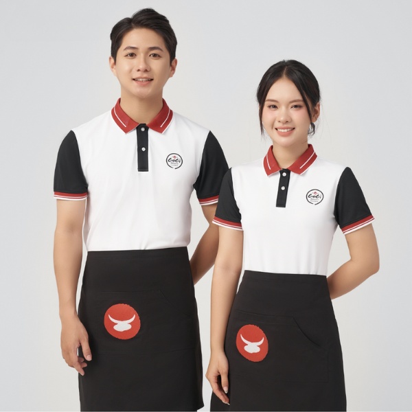 Mẫu polo phối màu đồng phục nhà hàng nướng Gogi