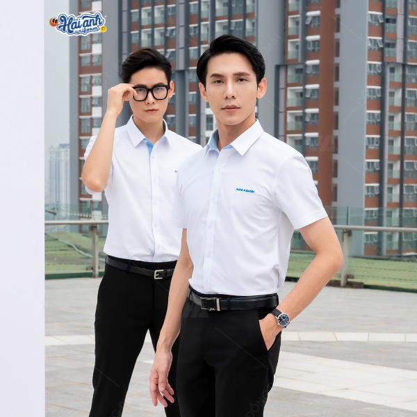 Mẫu áo sơ mi kiểu tay ngắn, thiết kế riêng tại Hải Anh Uniform