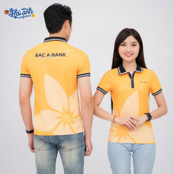Mẫu áo polo đồng phục Bắc Á Bank với thiết kế hiện đại, màu sắc tươi sáng