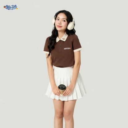 Áo đồng phục Nescafe màu nâu chuyên nghiệp và sang trọng