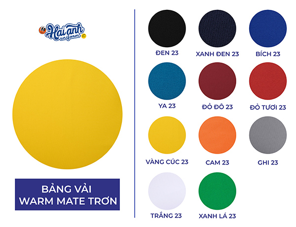 Bảng màu vải may đồng phục warm mate trơn