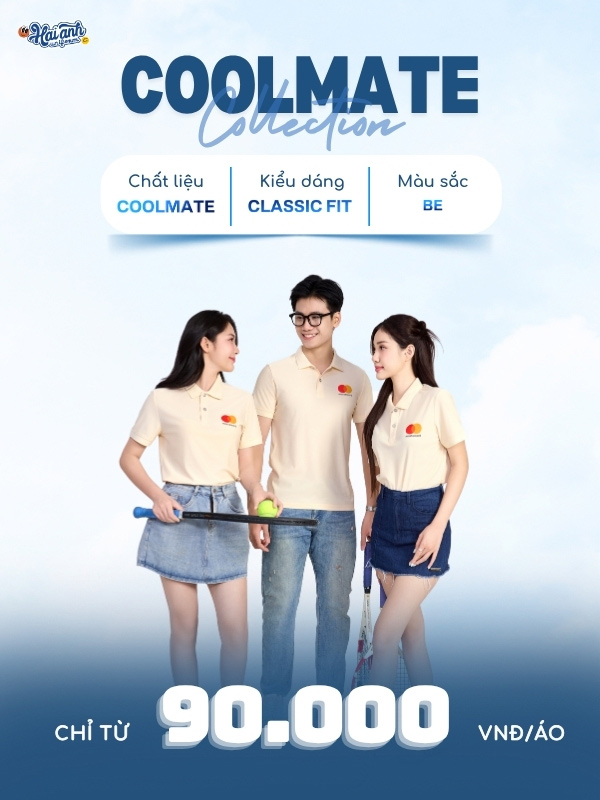 Mẫu áo đồng phục Mastercard màu be Coolmate