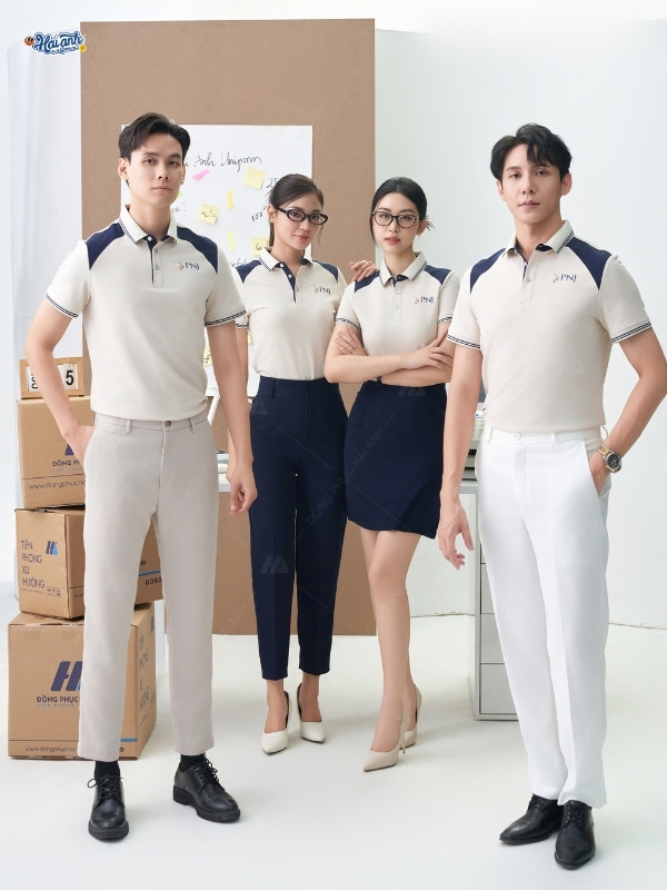 Đặc trưng của mẫu áo polo đồng phục công ty màu be PNJ