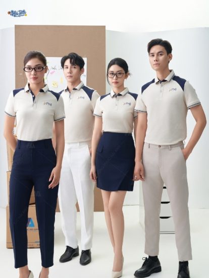 Mẫu đồng phục công ty PNJ màu be