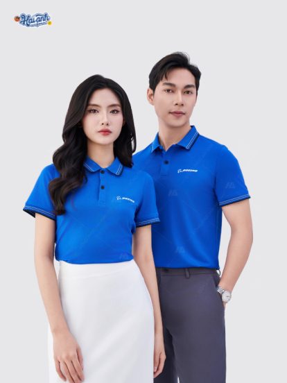 Mẫu áo polo đồng phục màu bích cổ dệt Boeing