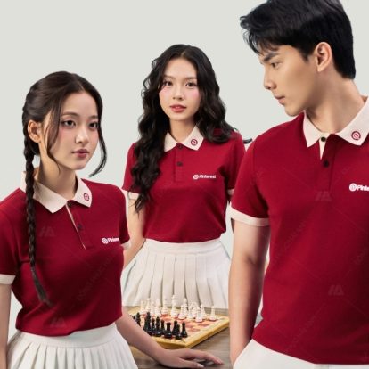 Mẫu đồng phục công ty màu đỏ đô Pinterest