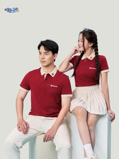 Mẫu đồng phục công ty màu đỏ đô Pinterest - 2