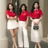 Mẫu áo polo công ty màu đỏ đô SSI